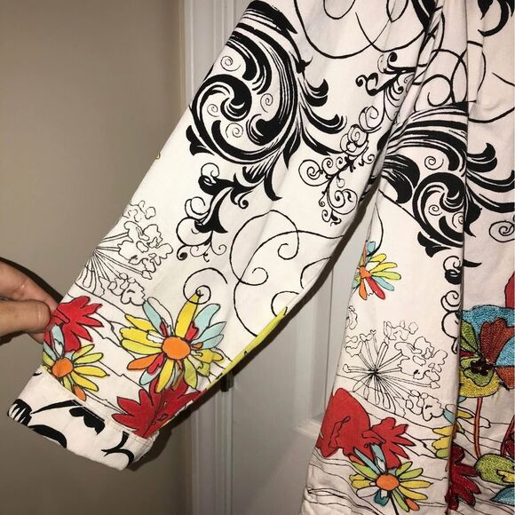 CJ Banks Floral Womens Size 14W X Graffiti Doodle Coloring Book Jacket Blazer - Picture 5 of 10